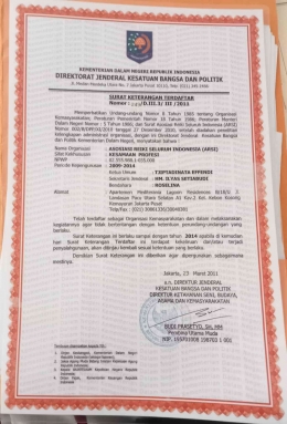 sertifikat ketika menjadi Bendahara ARSI/ dok pribadi