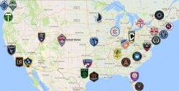 Persebaran klub-klub major League Soccer Amerika Serikat musim 2022 (foto:sportleaguemap) 