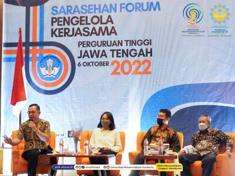 Sarasehan Forum Pengelola Kerjasama Perguruan Tinggi Jawa Tengah. Foto Humas UMS