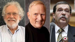 Peraih Nobel Fisika untuk tahun 2022. Dari kiri ke kanan: Anton Zeilinger, John F. Clauser dan Alain Aspect.| Foto CNN