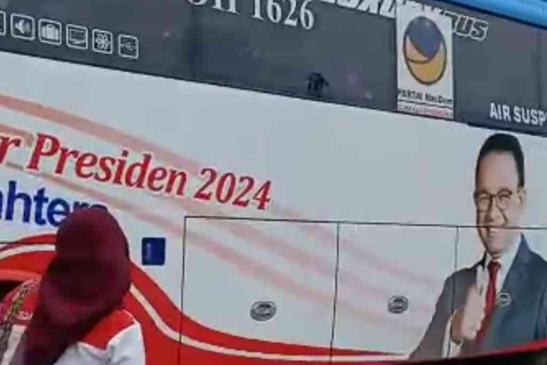 Tangkapan layar video bus kampanye Anies Baswedan yang beredar di medsos (Dokpri)