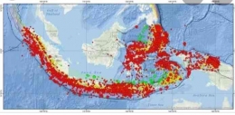 Peta Persebaran daerah rawan gempa di Indonesia (suara.com)