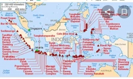 Peta persebaran gunung berapi di Indonesia (tribunnews.com)