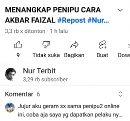 Video Akbar Faizal dikomentari usai tayang di YouTube (foto dok Nur Terbit)