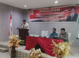 Sambutan Senator Lukky Semen dalam kegiatan Sosialisasi Empat Pilar Kebangsaan. Doc Pri
