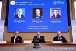 Para peraih Nobel Ekonomi 2022|dok. Reuters/TT News Agency, dimuat Kontan.co.id