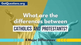 Sebuah kartun perbedaan Katholik dan Protestant. Screenshot dipetik dari gotquestions.org