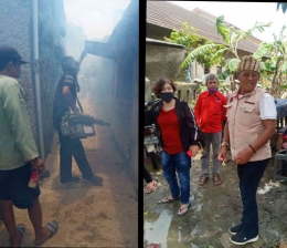 Fogging dan kehadiran Baguna di daerah bencana. Photo: Drajat HS Baguna