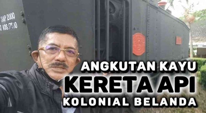 Monumen kereta api angkutan kayu masa kolonial Belanda di Kantor Menteri LHK Manggala, Jakarta. Sumber: DokPri