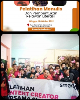 Pengumuman dan kegiatan relawan literasi TBM Sukamulya Cerdas dan Karang Taruna Kelurahan Sukamulya Cinambo Kota Bandung. Photo: Rd. Nonih Suars