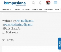 Dokpri tangkap layar akun kompasianer Ari Budiyanti