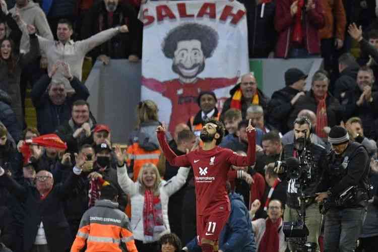 Selebrasi gol Mohamed Salah ke gawang Manchester City (Kompas.com)