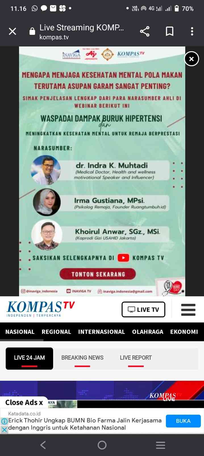 Live streaming discount kompas tv online