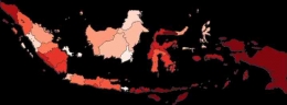 Peta sebaran kemiskinan di Indonesia dimana Indonesia bagian timur memiliki tingkat kemiskinan tertinggi (Dok foto: katadata.co.id)