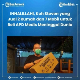 Koh Steven, pendiri Mualaf Center Indonesia saat memberikan donasi utk kemanusian pihak yg terdampak covid-19 (Foto: tangkapan layar ig tribunjabar)
