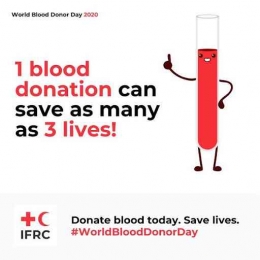 Slogan dari IFRC tentang donor darah | Sumber: @IFRC/Twitter