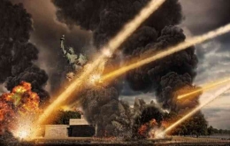 Ilustrasi kehancuran bumi akibat jatuhnya asteroid (sumber: jejaktapak.com)