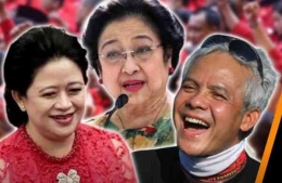 Ilustrasi Megawati Soekarnoputri, Puan Maharani dan Ganjar Pranowo. Foto : goriau.com