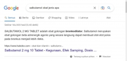 Pencarian informasi obat melalui search engine (Ilustrasi gambar diambil dari google.com)