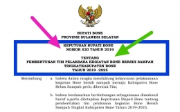 Bupati Bone harus tegas sikapi SK Bone Bersih Sampah (BBS) yang dibuatnya tahun 2019. Sumber: DokPri