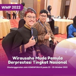 Komposer Alfath Flemmo Entrepreneur Termuda bersama wirausahawan di acara Apresiasi Wirausaha Muda Pemula WMP Kemenpora RI, Jakarta 23-25 Oktober 2022