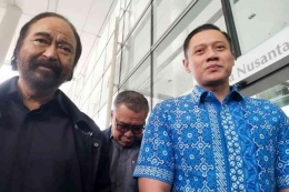  Surya Paloh dan AHY di Wisma Nusantara. (Foto: Sindonews.com)