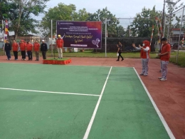 Upacara pembukaan kegiatan latihan tenis bersama Persatuan Tenis Pengayoman (PTP) Sumsel dalam menyukseskan dan mendukung forum G20 di Indonesia (Dok. Rupbasan)