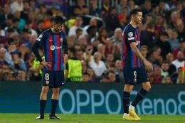 Ekspresi kekecewaan pemain Barcelona/ Ap Photo