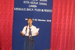 Seorang peserta perlombaan sedang berpidato. Dok.pribadi