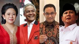 PSuan Maharani, Ganjar Pranowo, Anies Baswedan, Prabowo Subianto (Foto: tribunnews.com) 