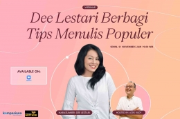 Webinar Mettasik, Dee Lestari Berbagi Tips Menulis Populer (design by:Reinhard R Gunawan)