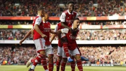 Selebrasi gol pertama Arsenal yang dicetak oleh Martinelli/AFP