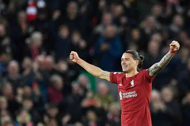 Selebrasi gol Darwin Nunez ke gawang Napoli (Liverpoolecho.co.uk)