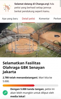 Foto dari Change.org Selamatkan Fasilitas Olahraga GBK Senayan Jakarta