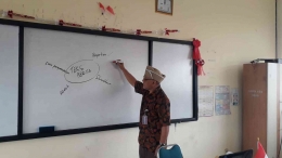 Seorang guru sedang mengajarkan teks berita. (Foto: dokumentasi pribadi)
