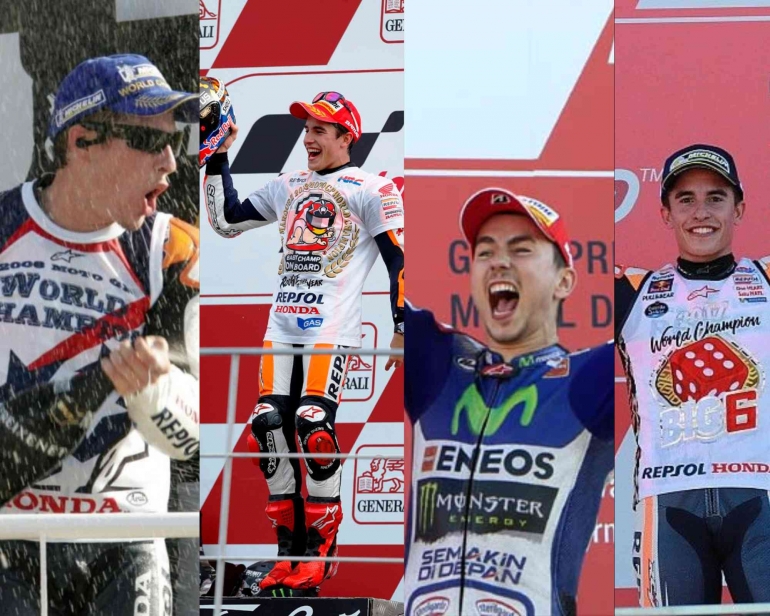 Empat pemenang penentuan Juara Dunia di seri terakhir sebelumnya. Sumber: Motogp.com