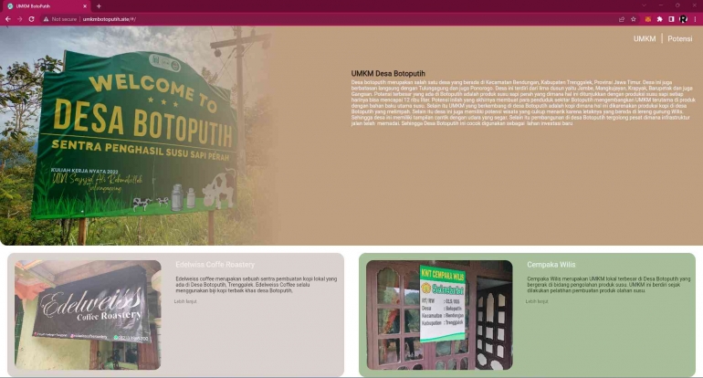 Website UMKM Desa Botoputih (Dokumentasi Pribadi, 2022)