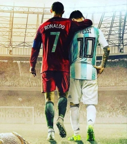 Cristiano Ronaldo dan Lionel Messi. Foto via Instagram all4you1986 