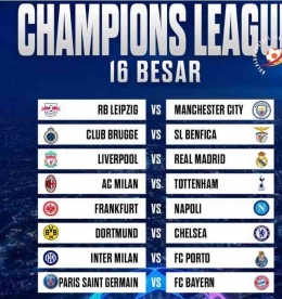 Hasil undian 16 besar Liga Champions 2022/2023: https://twitter.com/Bolalob