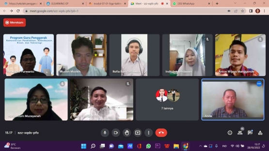 Google Meet bersama Bapak Purwanto selaku Instruktur Pendamping Kelas 07.01.-Kelas A | Dokumen Pribadi : Riduannor/Istimewa