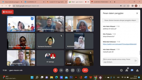 Google Meet dengan Instruktur Ibu Ani Suparti dengan Materi Koneksi antar Materi  Modul 1.1 | Dokumen pribadi : Riduannor/Istimewa