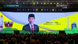 Presiden Joko Widodo saat memberikan sambutannya di HUT ke-58 Partai Golkar. Paling lama. (Foto: Kompas.com).