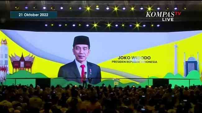 Presiden Joko Widodo saat memberikan sambutannya di HUT ke-58 Partai Golkar. Paling lama. (Foto: Kompas.com).