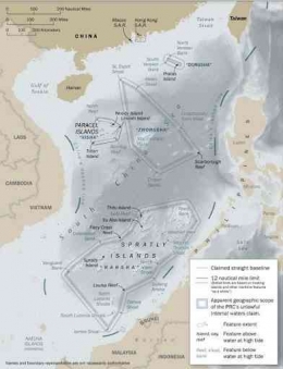 Peta Laut China Selatan | Sumber: U.S. State Department's report 'Limits in the Seas'