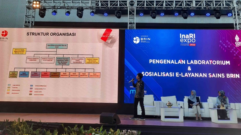 InaRI Expo 2022 menampilkan beragam karya inovasi dan riset di Indonesia. Termasuk talk show dan seminar seputar BRIN. Foto: Rahman.
