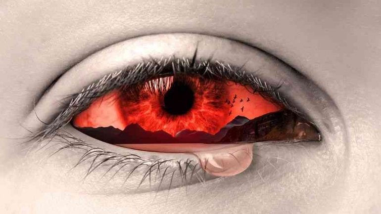 Mata merah, air mata, gambar via Pixabay 