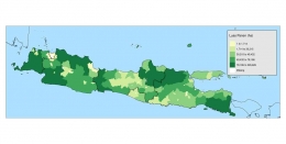 Peta Tematik Luas Panen Padi di Pulau Jawa tahun 2020 (dokpri)