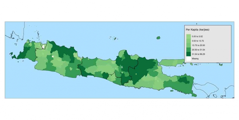 Peta Tematik Produksi Padi per Kapita Pulau Jawa tahun 2020 (dokpri)