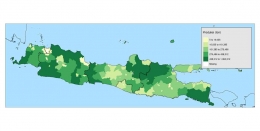 Peta Tematik Produksi Padi di Pulau Jawa tahun 2020 (dokpri)