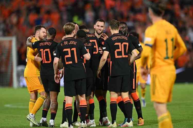 Timnas Belanda pada Piala Dunia Qatar tahun 2022 (Foto AFP/John Thys via Kompas.com). 
